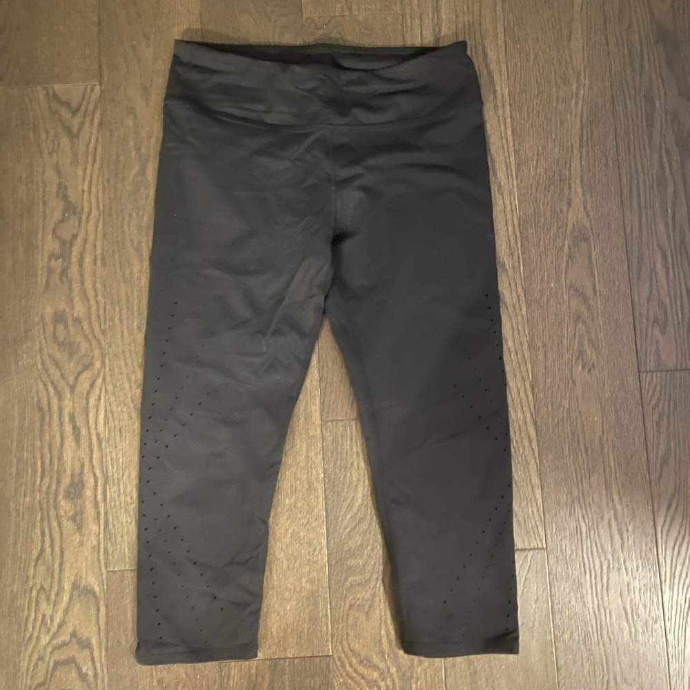 Fabletics workout capris with laser cut details on the side